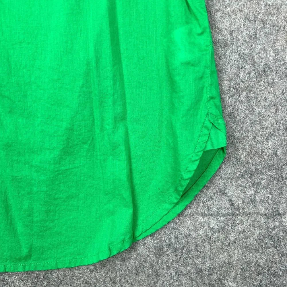 J Crew Shirt Womens 4‎ Green Voile Popover Long Sleeve 100% Cotton Tunic Blouse
